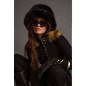 12th Tribe Bucket Down Black Faux Fur Hat Size O/SO/S